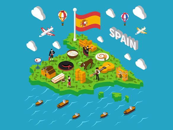 Spain cartoon Tourism map