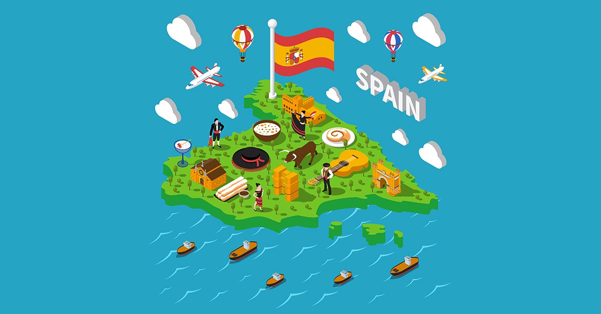 Spain cartoon Tourism map