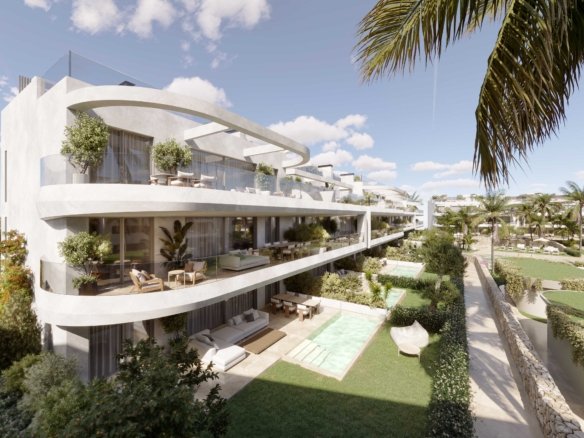 Luxury apartment terrace with sea view in Estepona