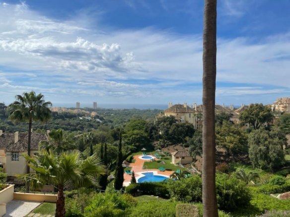 Sea-view terrace of apartment in Elviria Hills Marbella